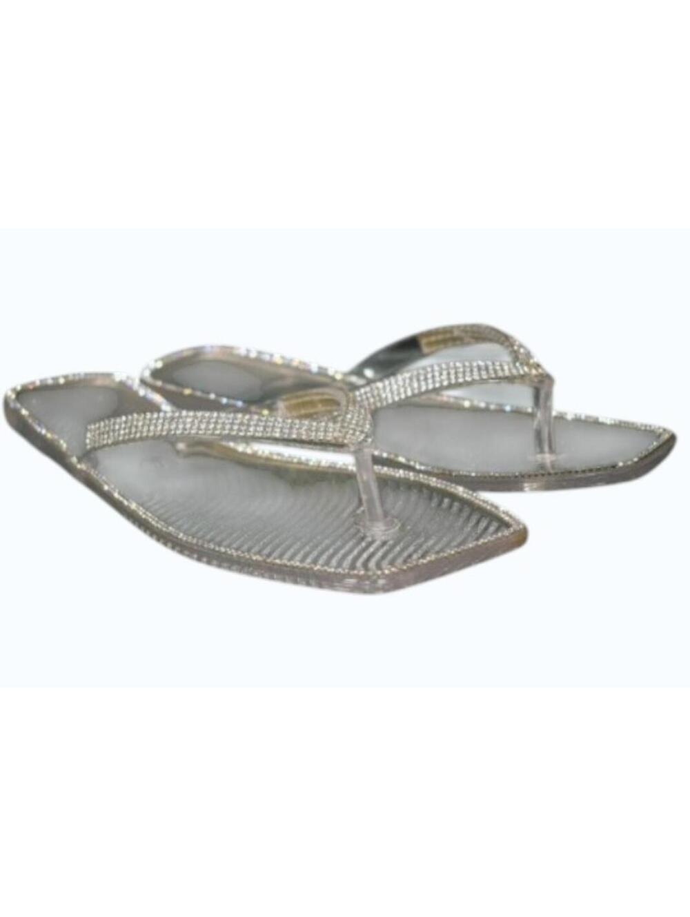 Lauren Lorraine Tampa Clear Rhinestone Sandals Womens Size 7 Bling Slide New - Picture 2 of 6